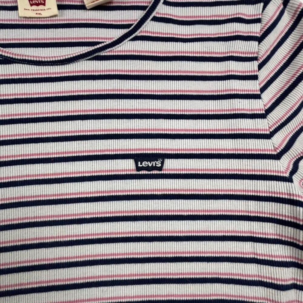 Levi’s Pink Striped Baby Tee Womens XXL Y2K Fitted T-Shirt Skater Aesthetic - Picture 3 of 7